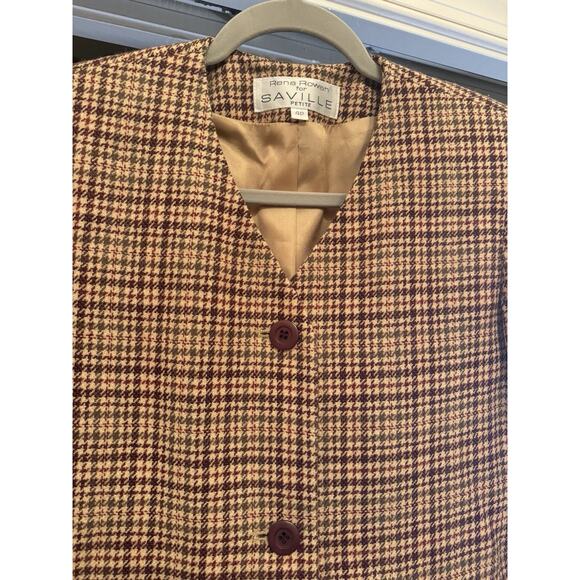 Rena Rowan Saville Petite 4P Blazer Made in USA 100% Worsted Wool Houndstooth - Picture 9 of 9